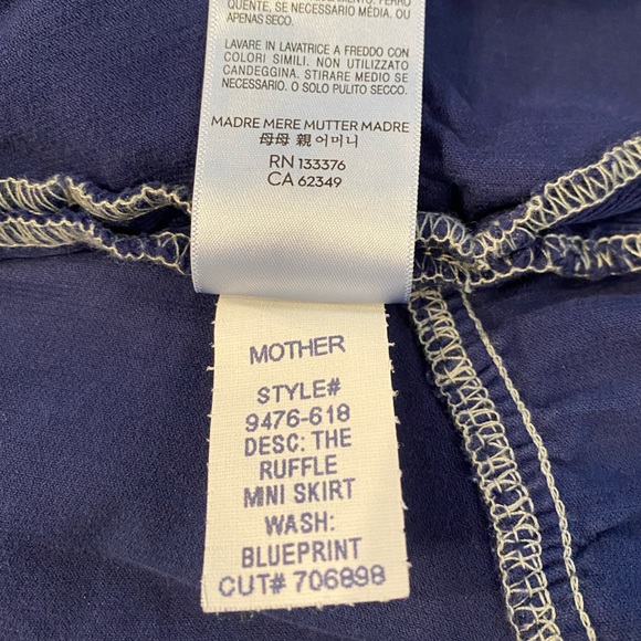 MOTHER💕The Ruffle Mini Skirt in Bet Blueprint Size 28 - Picture 13 of 15